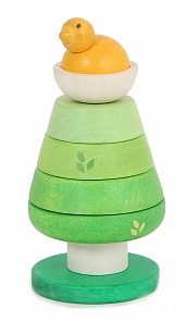 Деревянная пирамидка - Зеленое дерево с цыпленком (Le Toy Van, PL001)